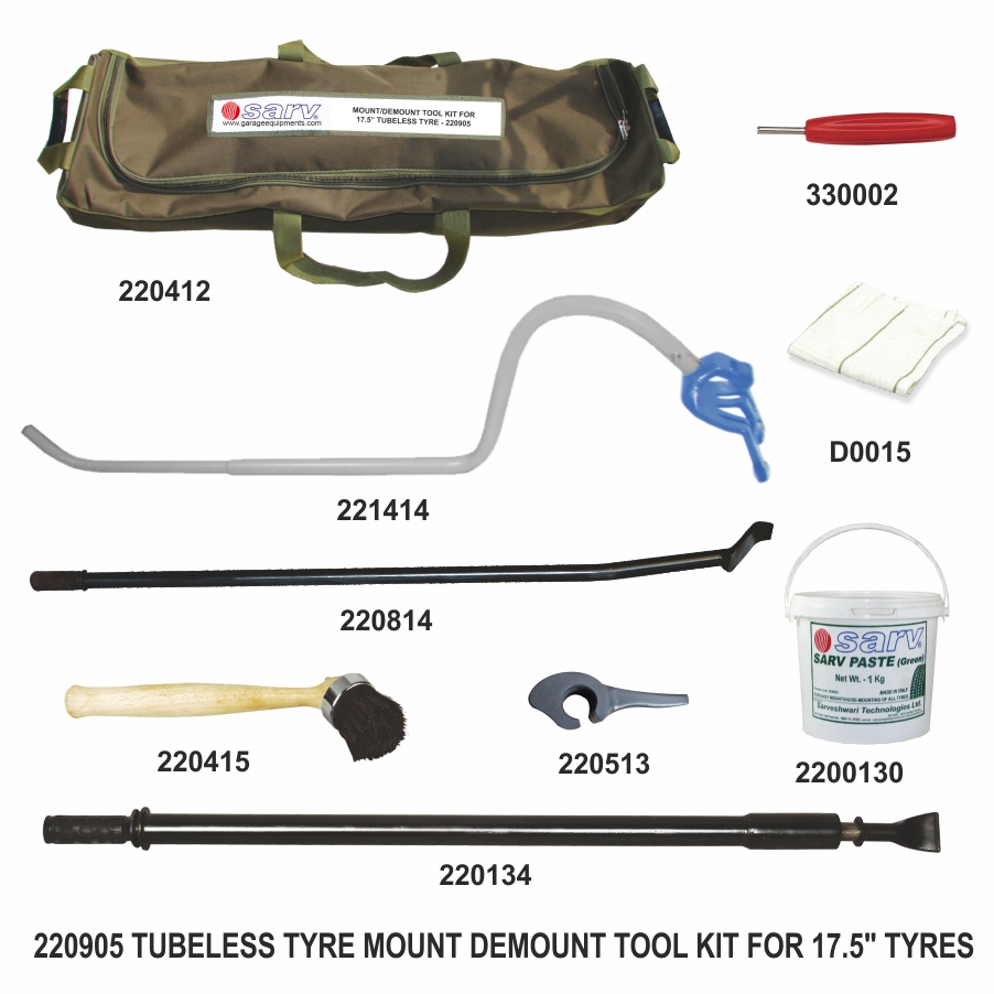 Manual 17.5" Tubeless Mount Demount Tool Kit for Vans & Trailers